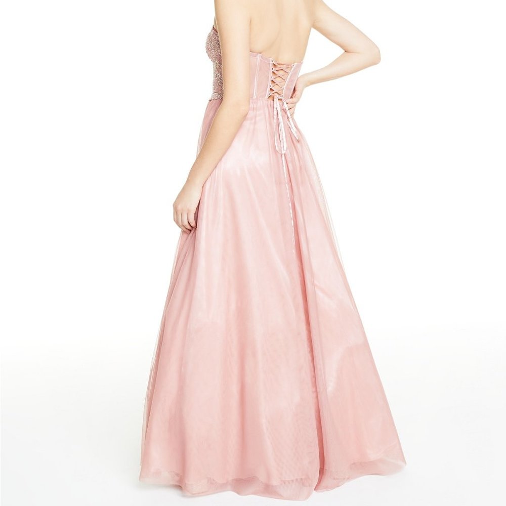 Blondie Nites Juniors Size 0 Pink Strapless Mesh - Picture 4 of 16